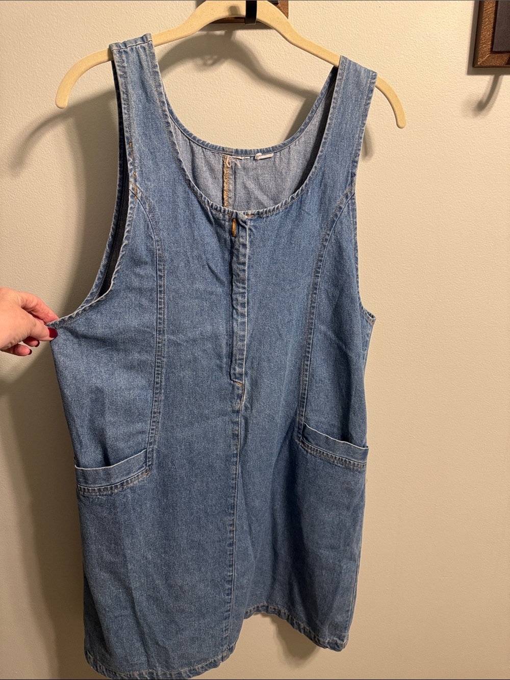 Denim Sleeveless Dress in Light Blue - Picture 1 of 7